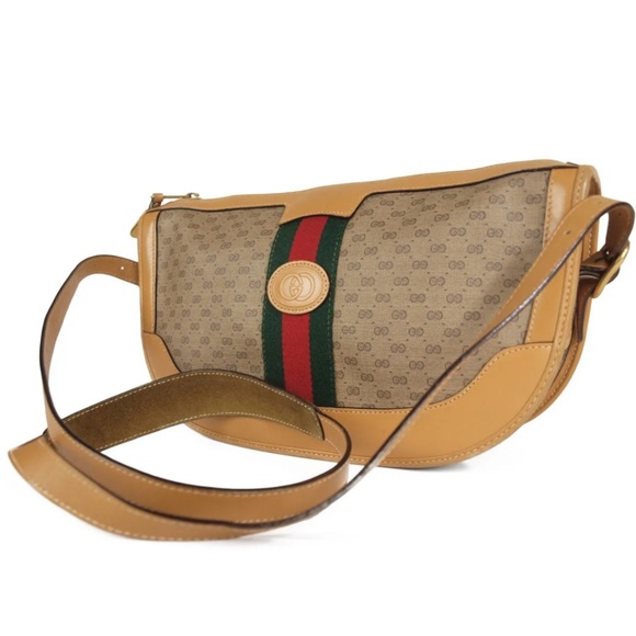 🔴SOLD🔴GUCCI Vintage Sherry Line Micro GG Web PVC Canvas Browns Crossbody bag - Picture 3 of 15